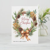 素朴クリスマス乾燥フローラピネコンリース シーズンカード (スタンド正面)