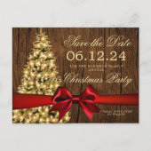 素朴クリスマス休救日 | ツリーと赤のリボン 案内ポストカード (正面)