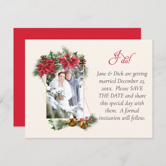 素朴クリスマス写真の保存日時 案内状 (正面/裏面)