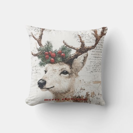 素朴クリスマス冬のトナカイ クッション (正面)