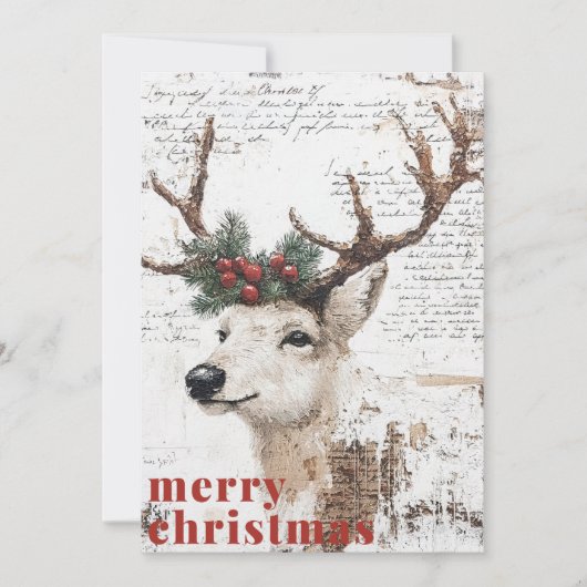 素朴クリスマス冬のトナカイ シーズンカード (正面)