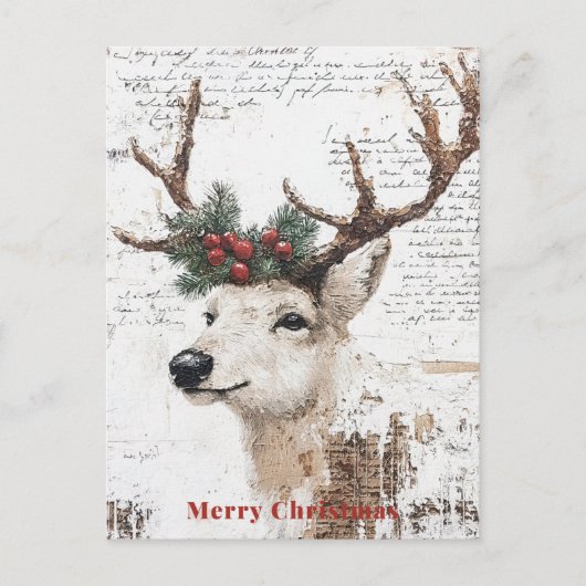 素朴クリスマス冬のトナカイ シーズンポストカード (正面)