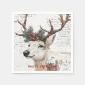 素朴クリスマス冬のトナカイ スタンダードカクテルナプキン (正面)