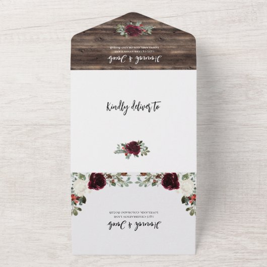 素朴クリスマス冬の木の結婚写真 オールインワン招待状 (外側)