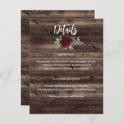 素朴クリスマス冬の木結婚の木 エンクロージャーカード (正面/裏面)