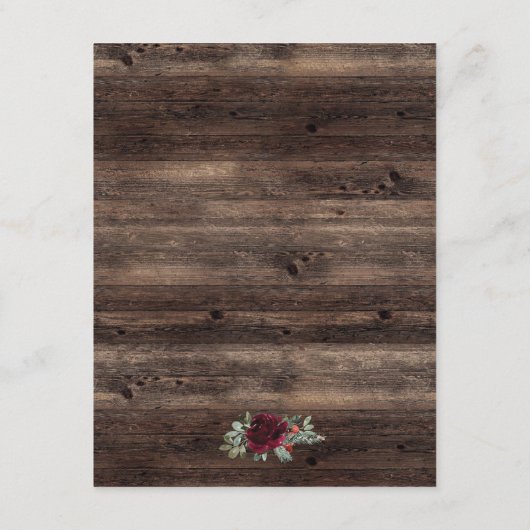 素朴クリスマス冬の木結婚の木 エンクロージャーカード (裏面)