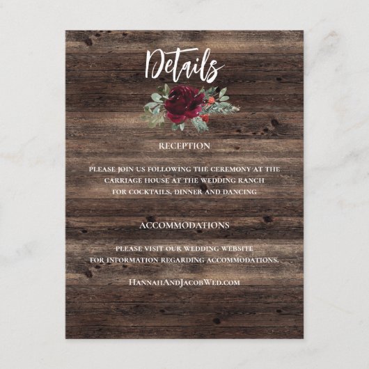 素朴クリスマス冬の木結婚の木 エンクロージャーカード (正面)