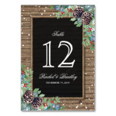 素朴クリスマス冬の結婚式のテーブル番号 テーブルナンバー (裏面)