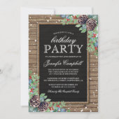 素朴クリスマス冬をテーマにした誕生日パーティー 招待状 (正面)