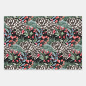 素朴クリスマス冬植物水彩 ラッピングペーパーシート (正面3)