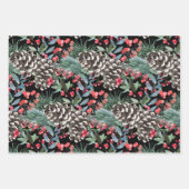 素朴クリスマス冬植物水彩 ラッピングペーパーシート (正面)