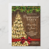 素朴クリスマス婚約パーティツリー&リボン 招待状 (正面)