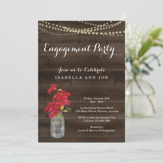 素朴クリスマス婚約パーティ招待状 招待状 (スタンド正面)