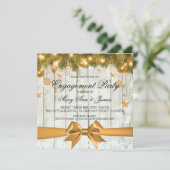 素朴クリスマス婚約パーティ金ゴールドデコール 招待状 (スタンド正面)