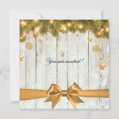 素朴クリスマス婚約パーティ金ゴールドデコール 招待状 (裏面)