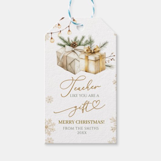 素朴クリスマス感謝先生ギフトラベル ギフトタグ (正面)