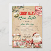 素朴クリスマス映画ナイトポップコーンサンタパーティー 招待状 (正面)