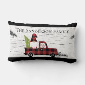 素朴クリスマス格言レッドトラックバッファロープレイドラム ランバークッション (裏面)