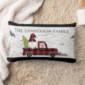 素朴クリスマス格言レッドトラックバッファロープレイドラム ランバークッション (ブランケット)