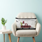 素朴クリスマス格言レッドトラックバッファロープレイドラム ランバークッション (椅子)