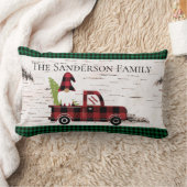 素朴クリスマス格言レッドトラックバッファロープレイド ランバークッション (ブランケット)
