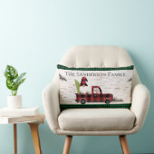 素朴クリスマス格言レッドトラックバッファロープレイド ランバークッション (椅子)