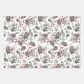 素朴クリスマス植物模様 ラッピングペーパーシート (正面)