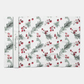 素朴クリスマス水彩植物名 キッチンタオル (横)