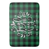 素朴クリスマス水牛のプレイドファミリー名 バスマット (正面縦)