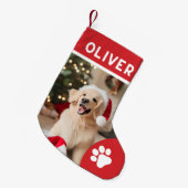 素朴クリスマス犬の愛犬ペットの写真台本の名前 スモールクリスマスストッキング (正面 (吊り時))