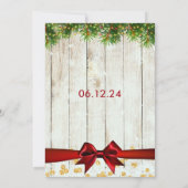 素朴クリスマス結婚のツリーリボン金ゴールドグリッター 招待状 (裏面)