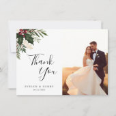 素朴クリスマス結婚の緑 サンキューカード (正面)