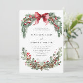 素朴クリスマス結婚の緑 招待状 (スタンド正面)