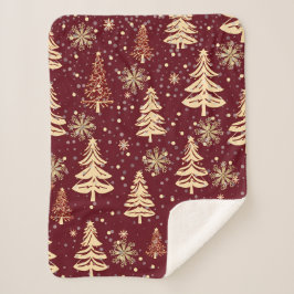 素朴クリスマス赤と金ゴールド シェルパブランケット