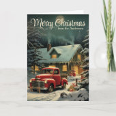素朴クリスマス赤トラックとホームカスタム シーズンカード (正面)
