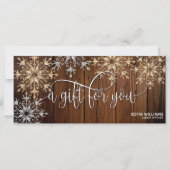 素朴クリスマス金ゴールド雪証明書ギフトカード (正面)