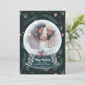 素朴クリスマス雪の地球フローラ家族の写真 シーズンカード (スタンド正面)