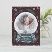 素朴クリスマス雪の地球フローラ家族の写真 シーズンカード (スタンド正面)