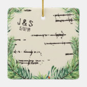 素朴クリスマス鹿シルエットハート セラミックオーナメント (裏面)