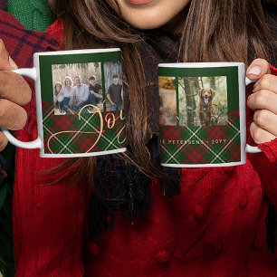 素朴クリスマス4の写真うれしそうな家族の緑の金ゴールド コーヒーマグカップ