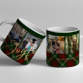 素朴クリスマス4の写真うれしそうな家族の緑の金ゴールド コーヒーマグカップ