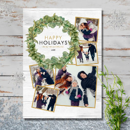 素朴クリスマス5フォトコラージグリーナリーリース シーズンカード