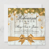 素朴クリスマス・リハーサル・ディナー・金ゴールド・デコール 招待状 (正面)