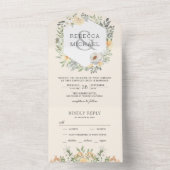 素朴クリームソフトウォーター色ピーチフローラ結婚ズ オールインワン招待状 (内側)