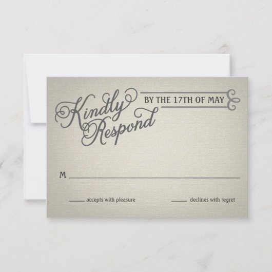 素朴クリーム色の応答は衰退します 出欠カード (正面)