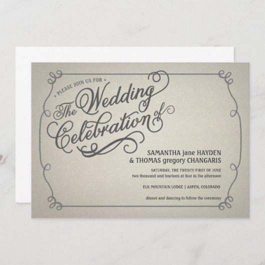 素朴クリーム色の結婚式招待状は衰退します 招待状 (正面/裏面)