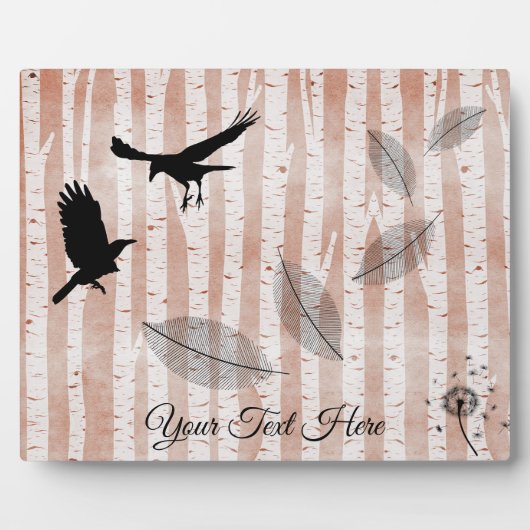 素朴クロウズインホワイト樺の木フォレスト フォトプラーク (正面)