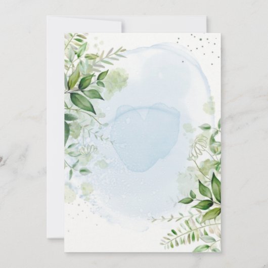 素朴グリーナリーダスティブルーエアリー結婚式招待状 (裏面)