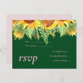 素朴グリーンひまわり結婚の予算 インビテーションポストカード (正面/裏面)