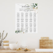 素朴グリーンウェディング金ゴールドの葉座席表 ポスター (キッチン)